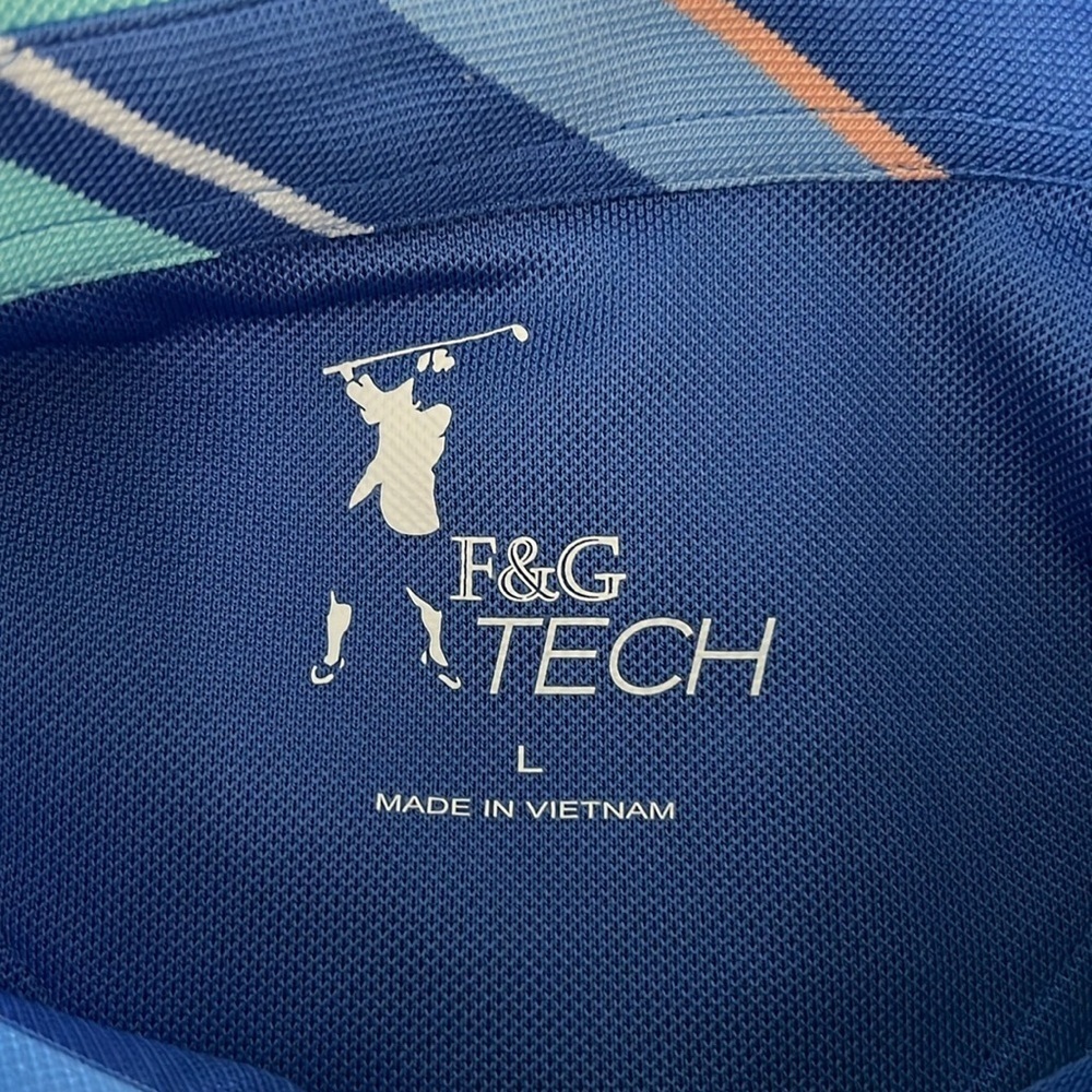 F&G Tech Striped Polo Size Large View 2